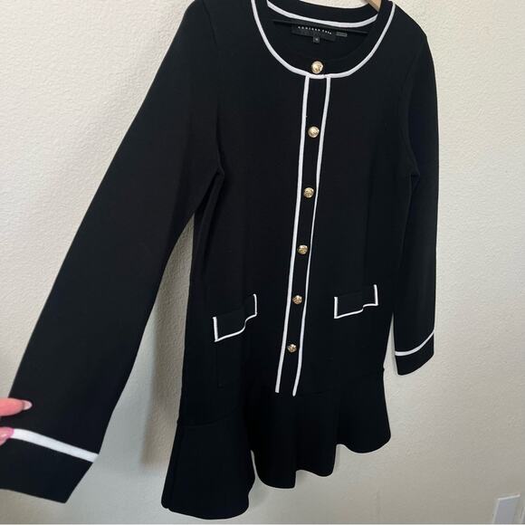 Anthropologie Endless Rose Sweater Blazer Dress Black Knit Gold Buttons Size M - Picture 9 of 13